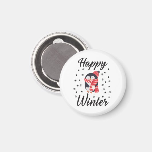 Happy Winter, Niedlicher Pinguin Magnet (Vorderseite/Rückseite)