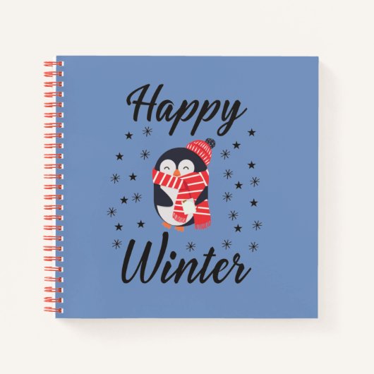 Happy Winter, Niedlicher Pinguin Notizblock (Vorderseite)