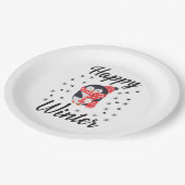 Happy Winter, Niedlicher Pinguin Pappteller (Schrägansicht)