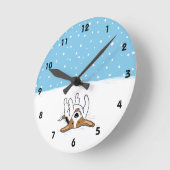 Happy Winter Snow Beagle - Niedlicher Cartoon Dog Runde Wanduhr (Winkel)