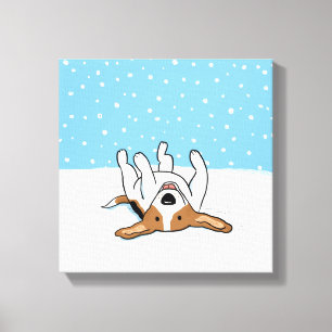 Happy Winter Snow Beagle - Niedlicher Hund Cartoon Leinwanddruck
