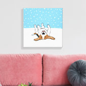 Happy Winter Snow Beagle - Niedlicher Hund Cartoon Leinwanddruck (Insitu (Wohnzimmer))