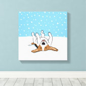 Happy Winter Snow Beagle - Niedlicher Hund Cartoon Leinwanddruck (Insitu (Holzboden))