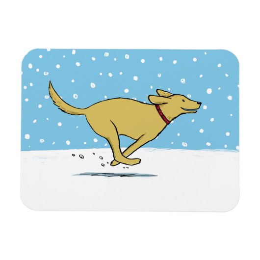 Happy Winter Snow Dog Holiday - Gelbe Labrador Magnet (Horizontal)