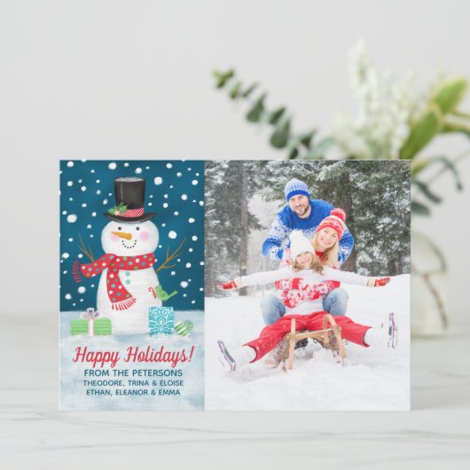 Happy Winter Snowman Weihnachten (Stehend Vorderseite)