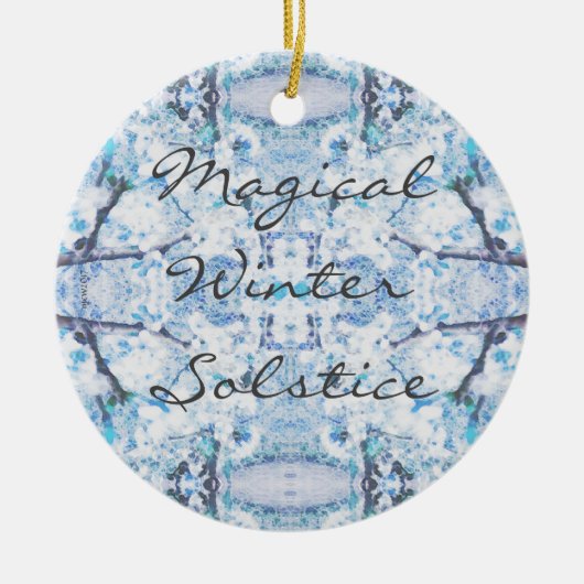 Happy Winter Solstice Weihnachten Snow Keramik Ornament (Vorne)