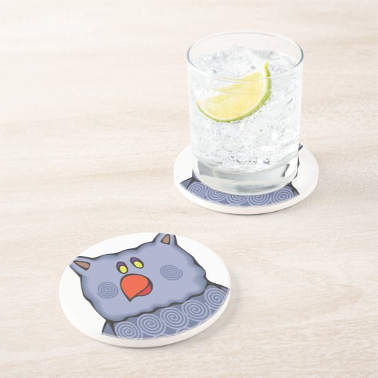 Happy Wirbel Owl on White Getränkeuntersetzer (Seite)