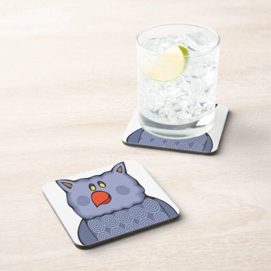 Happy Wirbel Owl on White Untersetzer (Rechte Seite)