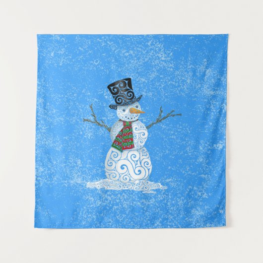 Happy Wirbel Snowman Wandteppich (Vorderseite)