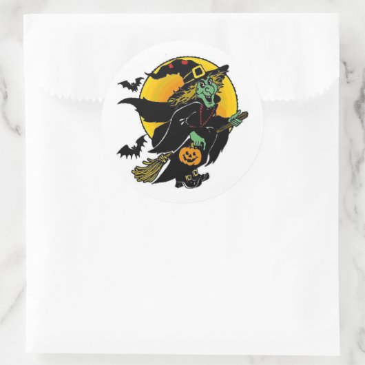 Happy Witch Runder Aufkleber (Tasche)