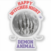 happy witches night demon animal aufkleber (Vorderseite)