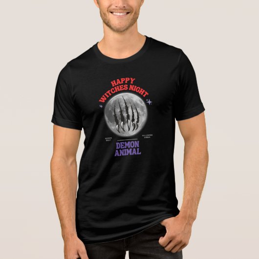 happy witches night demon animal Tri-Blend shirt (Vorderseite)