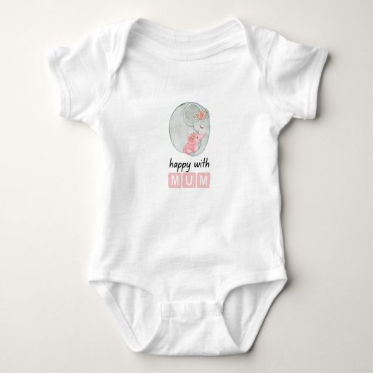 Happy with Mum Baby Design Baby Strampler (Vorderseite)