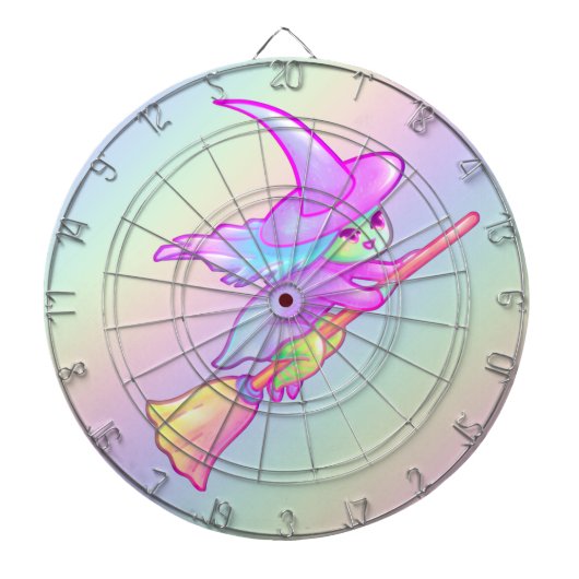 Happy Witz auf Broomstick Gezeichnet Dartscheibe (vorne)