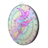 Happy Witz auf Broomstick Gezeichnet Dartscheibe (Vorderseite rechts)