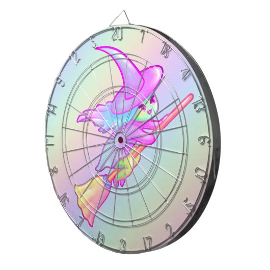 Happy Witz auf Broomstick Gezeichnet Dartscheibe (Vorderseite rechts)