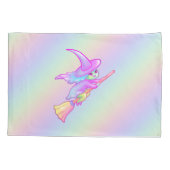 Happy Witz auf Broomstick Gezeichnet Kissenbezug (Rückseite)
