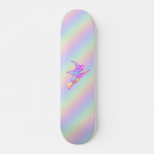 Happy Witz auf Broomstick Gezeichnet Skateboard