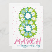Happy Women Day 8 März Einladung (Vorne/Hinten)