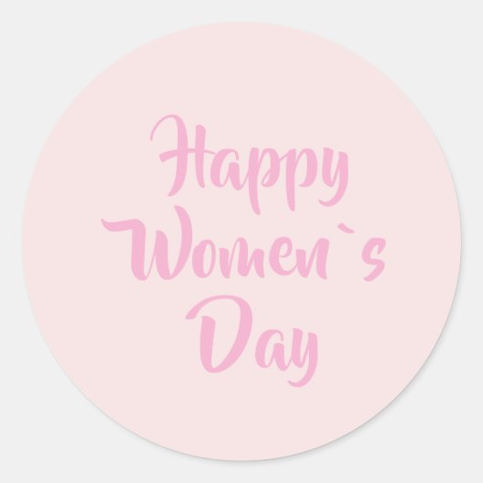 Happy Women Day Blush Pink Runder Aufkleber (Vorderseite)