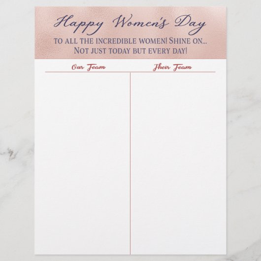 Happy Women's Day Bunco Tally Score Sheet (Rückseite)