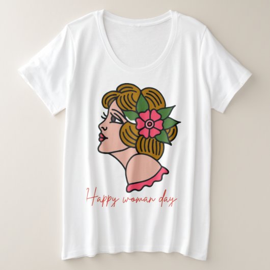 Happy Women's Day - Feminine Portrait Art | Damen' Große Größe T-Shirt (Design vorne)