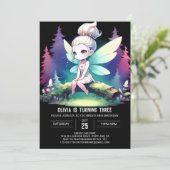 Happy Woodland Fairy Birthday Einladung (Stehend Vorderseite)