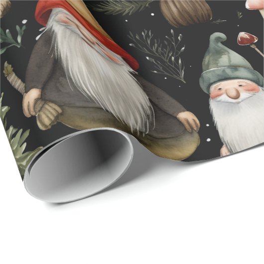 Happy Woodland Weihnachtsgnomes Wrapping Paper Geschenkpapier (Rolleneckpunkt)
