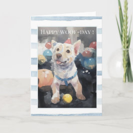 Happy Woof-Day Dog Birthday Card | Cute Watercolor Karte