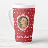 "Happy Woof Year" Hund Lover Christmas Big Milchtasse (Linke Ecke)