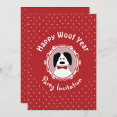 "Happy Woof Year" Silvester-Party Einladung (Vorne/Hinten)
