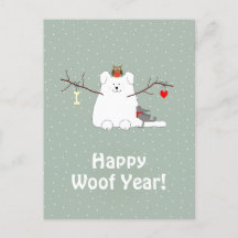 'Happy Woof Year' Snowdog Weihnachten Postkarte
