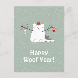 'Happy Woof Year' Snowdog Weihnachten Postkarte