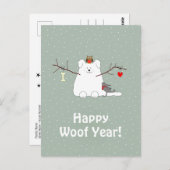 'Happy Woof Year' Snowdog Weihnachten Postkarte (Vorne/Hinten)