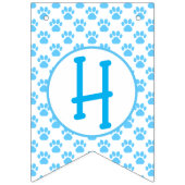 Happy Woofday Blue Paw Silhouette mit 4 Bildern Wimpelkette (Zweite Fahne)