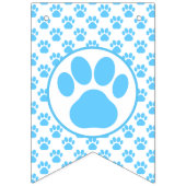 Happy Woofday Blue Paw Silhouette mit 4 Bildern Wimpelkette (Erste Fahne)