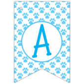 Happy Woofday Blue Paw Silhouette mit 4 Bildern Wimpelkette (Dritte Fahne)