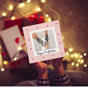 Happy Wooflentine mit Hund-Foto Rot und Rosa Magnetkarte