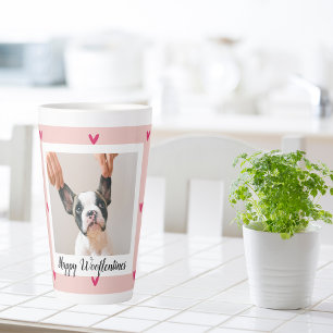 Happy Wooflentine mit Hund-Foto   Rot und Rosa Milchtasse