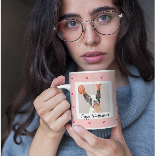 Happy Wooflentine mit Hund-Foto | Rot und Rosa Tasse