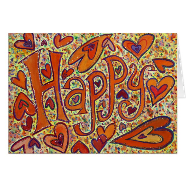 Happy Word Art Inspiration lustige Grußkarten (Vorderseite (Horizontal))