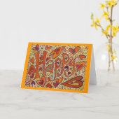 Happy Word Inspirational Art Custom Grußkarten Karte (Gelbe Blume)