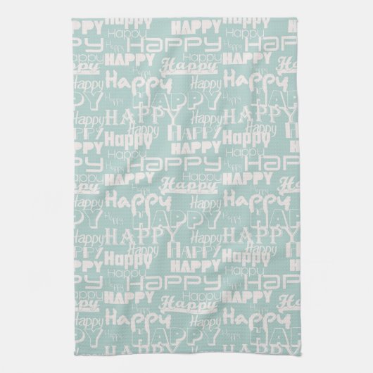 Happy Words Blue Geschirrtuch (Vertikal)