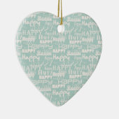 Happy Words Blue Keramik Ornament (Rechts)