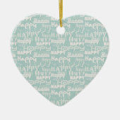 Happy Words Blue Keramik Ornament (Vorne)