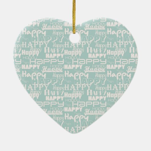 Happy Words Blue Keramik Ornament (Hinten)