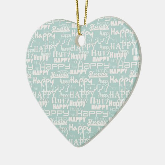 Happy Words Blue Keramik Ornament (Links)