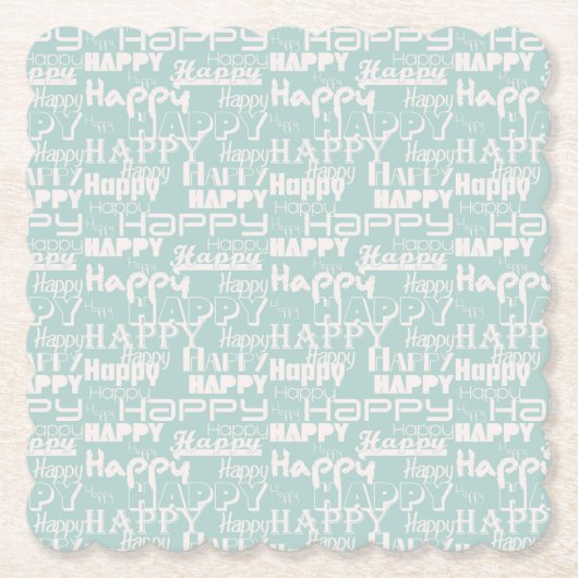 Happy Words Blue Untersetzer (Vorderseite)