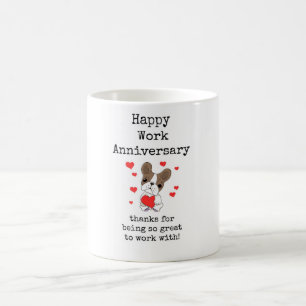 Happy Work Jubiläum, Niedliche Welpe Tasse