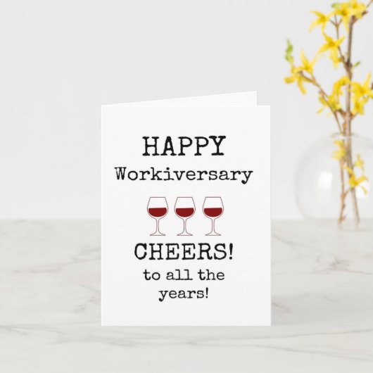 Happy Workiversary, Chef, Wine Lover Card Karte (Gelbe Blume)